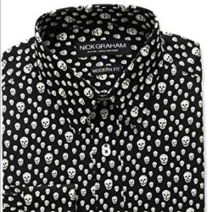 Nick Graham Men's Modern Fit Happy Skulls Shirt